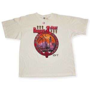 Vintage 1998 Starter NBA Champions Chicago Bulls Repeat 3 Peat T-shirt 2XL NWT